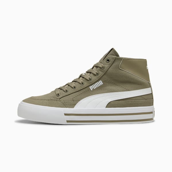 Court Classic Vulcanized Formstrip Men's Mid Top Sneakers, Velvet Moss-PUMA White, extralarge