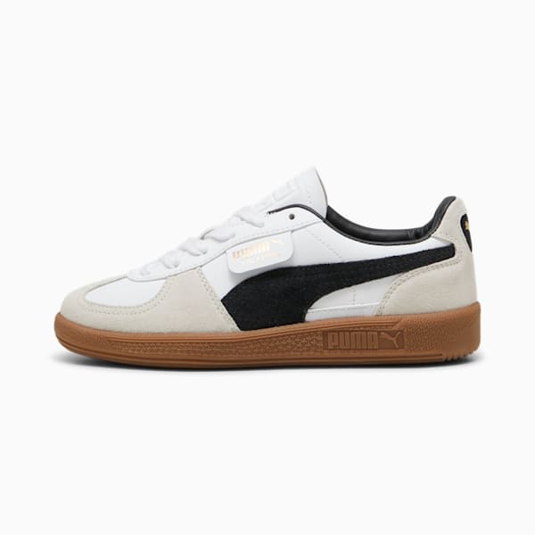 Baskets en cuir Palermo Enfant et Adolescent, PUMA White-Vapor Gray-Gum, extralarge