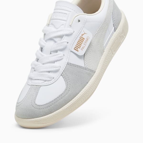 Baskets en cuir Palermo Enfant et Adolescent, PUMA White-Cool Light Gray-Sugared Almond, extralarge