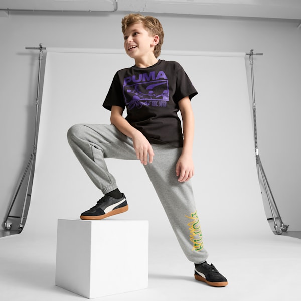 Baskets en cuir Palermo Enfant et Adolescent, PUMA Black-Feather Gray-Gum, extralarge