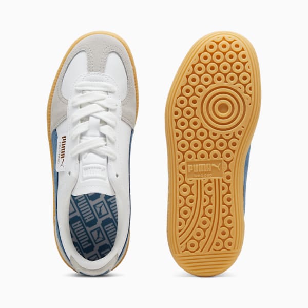 Tenis adolescentes de cuero Palermo, PUMA White-Blue Horizon-Gum, extralarge
