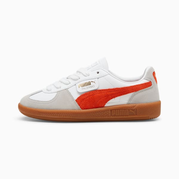 Baskets en cuir Palermo Enfant et Adolescent, PUMA White-Redmazing-Gum, extralarge