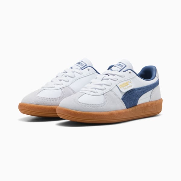 Tenis adolescentes de cuero Palermo, PUMA White-Dark Indigo, extralarge