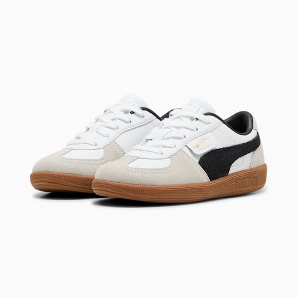 Tenis infantiles de cuero Palermo, PUMA White-Vapor Gray-Gum, extralarge