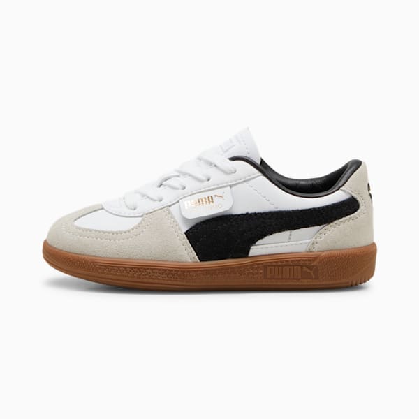 Tenis de piel para niños pequeños Palermo, PUMA White-Vapor Gray-Gum, extralarge