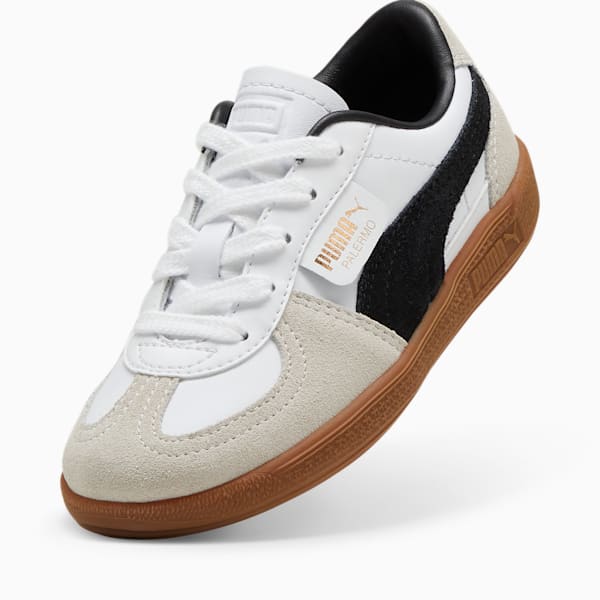 Tenis de piel para niños pequeños Palermo, PUMA White-Vapor Gray-Gum, extralarge