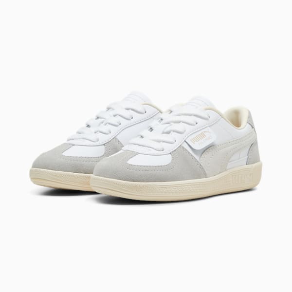Tenis infantiles de cuero Palermo, PUMA White-Cool Light Gray-Sugared Almond, extralarge