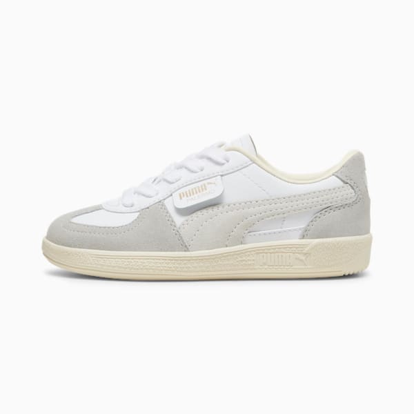 Tenis infantiles de cuero Palermo, PUMA White-Cool Light Gray-Sugared Almond, extralarge