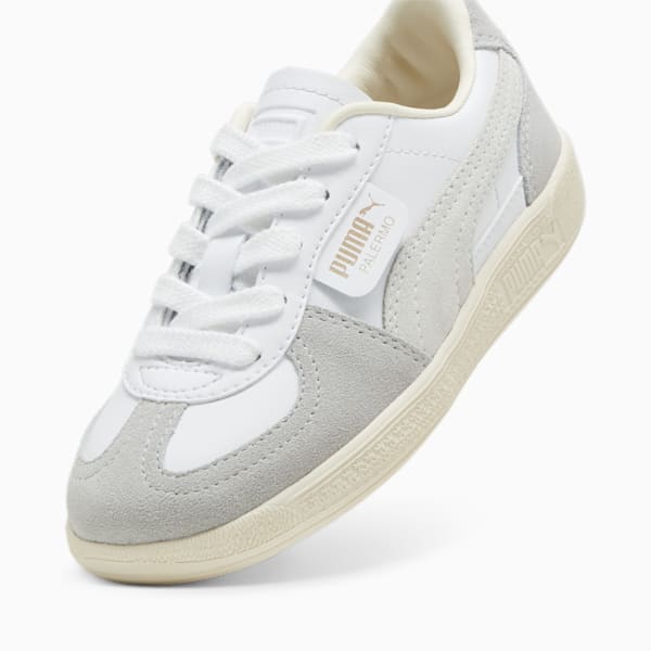Palermo Leather Little Kids' Sneakers, PUMA White-Cool Light Gray-Sugared Almond, extralarge