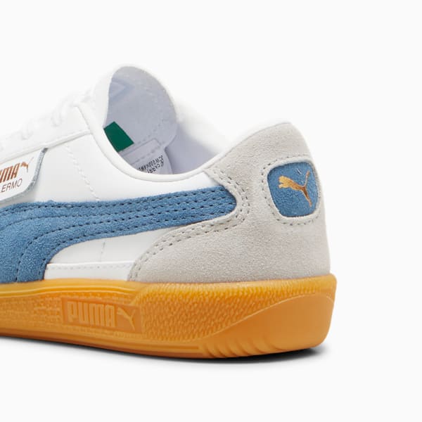 Tenis infantiles de cuero Palermo, PUMA White-Blue Horizon-Gum, extralarge