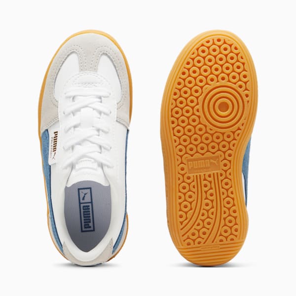 Tenis infantiles de cuero Palermo, PUMA White-Blue Horizon-Gum, extralarge