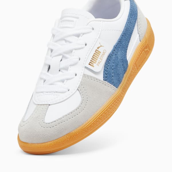 Palermo Leather Little Kids' Sneakers, PUMA White-Blue Horizon-Gum, extralarge