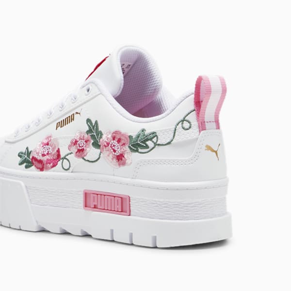 Mayze Embroidery Youth Sneakers, PUMA White-Fast Pink-Vine, extralarge-IND