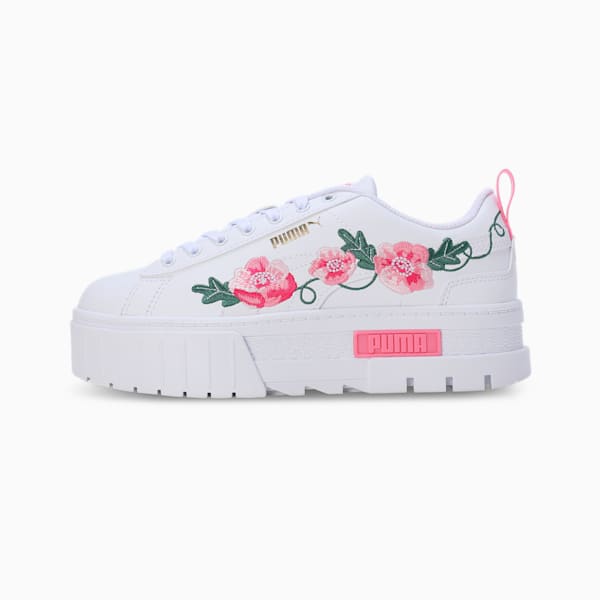 Mayze Embroidery Youth Sneakers, PUMA White-Fast Pink-Vine, extralarge-IND