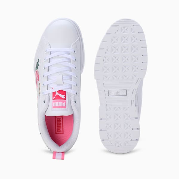 Mayze Embroidery Youth Sneakers, PUMA White-Fast Pink-Vine, extralarge-IND