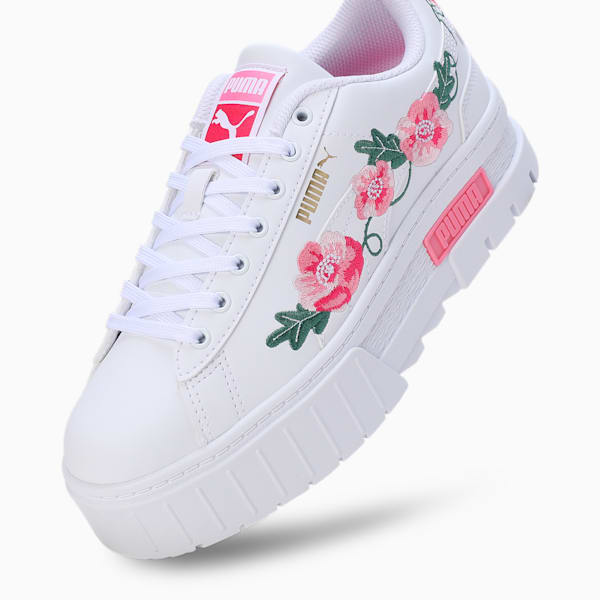 Mayze Embroidery Youth Sneakers, PUMA White-Fast Pink-Vine, extralarge-IND