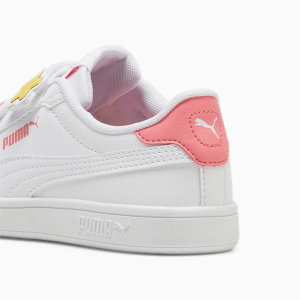PUMA Smash 3.0 Badges Kids' Sneakers, PUMA White-Passionfruit, extralarge
