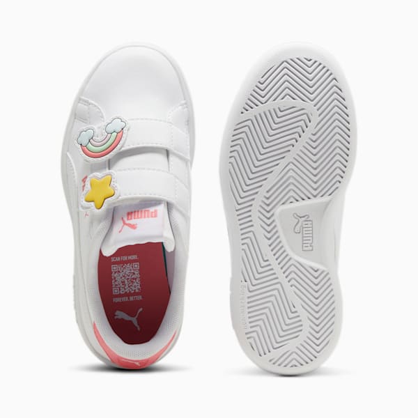 PUMA Smash 3.0 Badges Kids' Sneakers, PUMA White-Passionfruit, extralarge