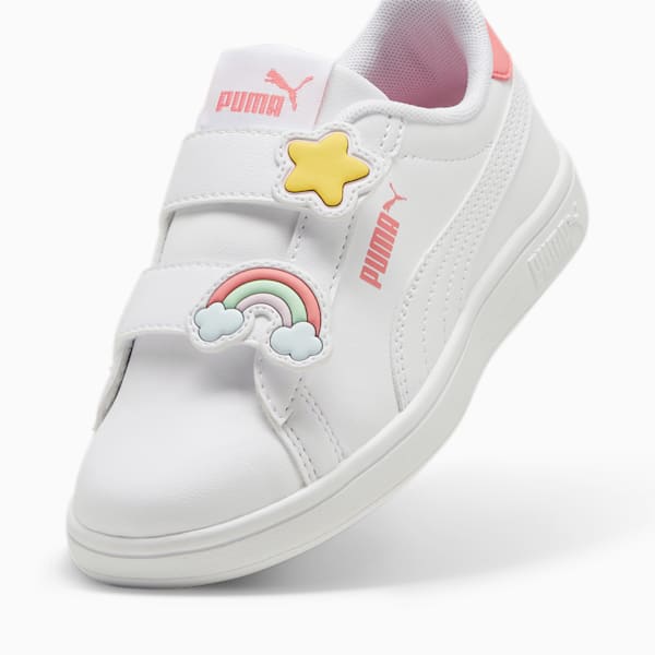 PUMA Smash 3.0 Badges Kids' Sneakers, PUMA White-Passionfruit, extralarge