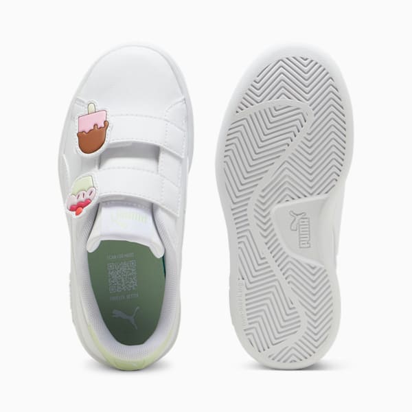 Tenis para niñas PUMA Smash 3.0 Badges, PUMA White-Green Illusion, extralarge