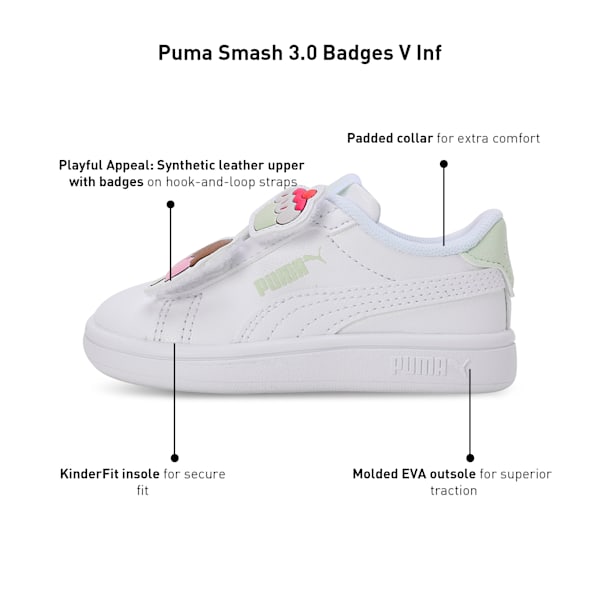 Smash 3.0 Badges Toddlers' Sneakers, PUMA White-Green Illusion, extralarge-IND