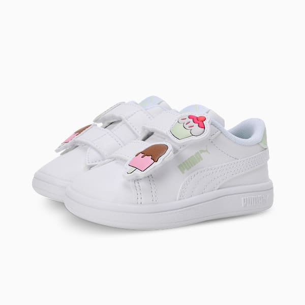 PUMA Smash 3.0 Badges Toddlers' Sneakers, PUMA White-Green Illusion, extralarge-IND