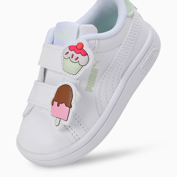 PUMA Smash 3.0 Badges Toddlers' Sneakers, PUMA White-Green Illusion, extralarge-IND