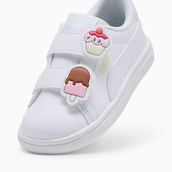 PUMA Smash 3.0 Badges Toddlers' Sneakers, PUMA White-Green Illusion, extralarge