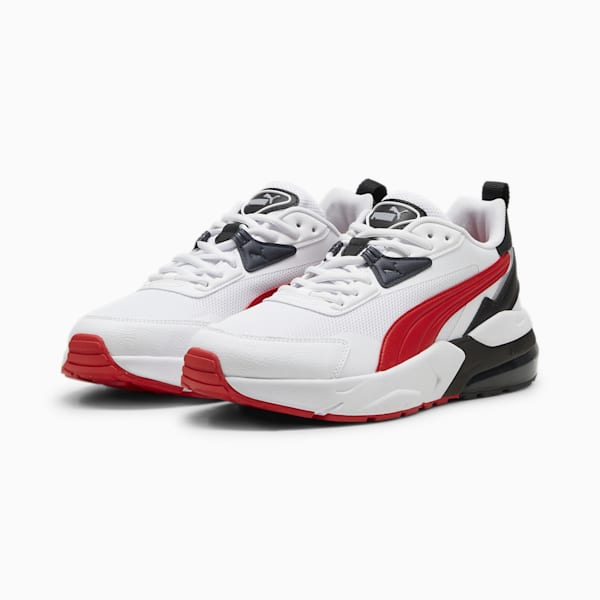 Tenis anchos para hombre Vis2K, PUMA White-For All Time Red-PUMA Black, extralarge