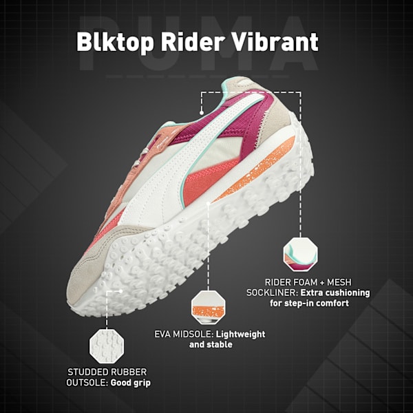 Blktop Rider Vibrant Women's Sneakers, Alpine Snow-Desert Dust, extralarge-IND
