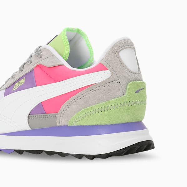 Road Rider Suede Sneakers, Smokey Gray-Fluro Pink Pes, extralarge-IND