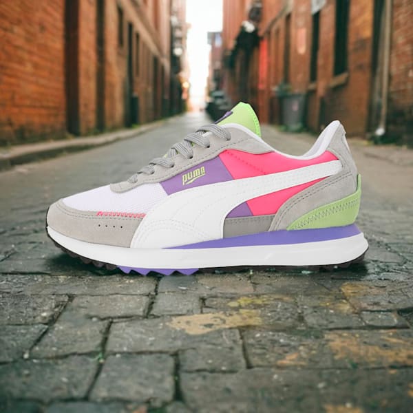 Road Rider Suede Sneakers, Smokey Gray-Fluro Pink Pes, extralarge-IND