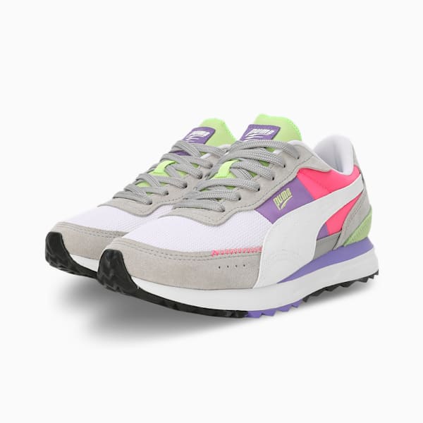 Road Rider Suede Sneakers, Smokey Gray-Fluro Pink Pes, extralarge-IND