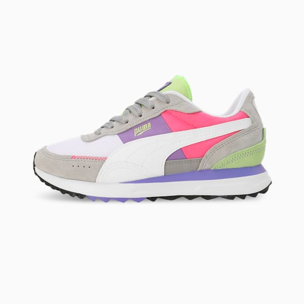 Road Rider Suede Sneakers, Smokey Gray-Fluro Pink Pes, extralarge-IND