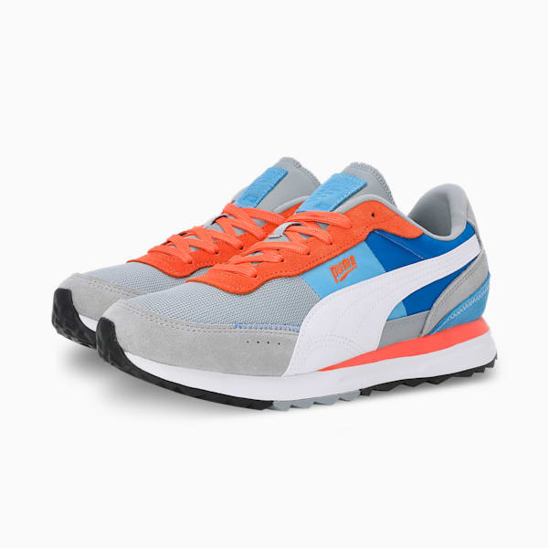 Road Rider Suede Sneakers, Cool Mid Gray-Bluemazing, extralarge-IND