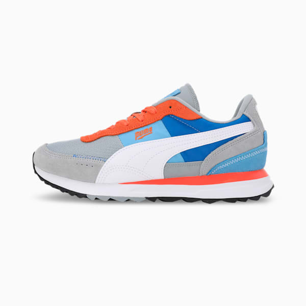 Road Rider Suede Sneakers, Cool Mid Gray-Bluemazing, extralarge-IND