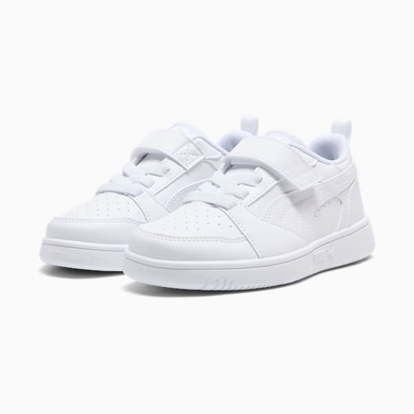 Puma Rebound V6 Lo Little Kids' Sneakers, PUMA White-Cool Light Gray, extralarge