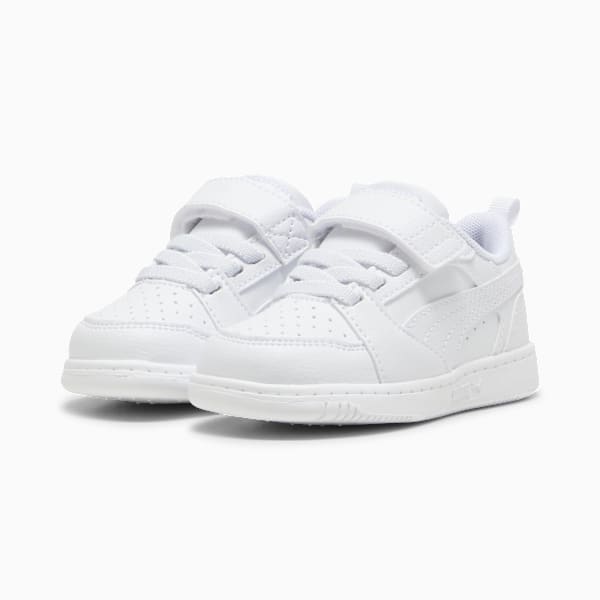 Tenis para bebés PUMA Rebound V6 Lo, PUMA White-Cool Light Gray, extralarge