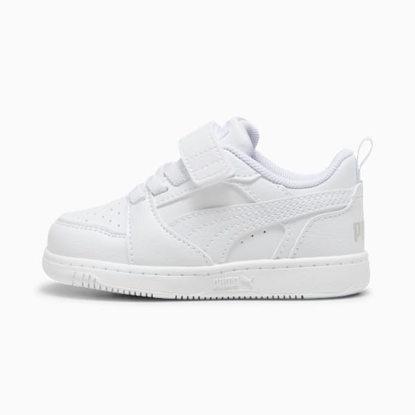 Tenis para bebés PUMA Rebound V6 Lo, PUMA White-Cool Light Gray, extralarge