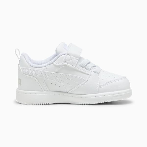 Tenis para bebés PUMA Rebound V6 Lo, PUMA White-Cool Light Gray, extralarge