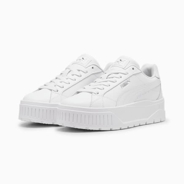 ウィメンズ カルメン 2 レザー スニーカー, PUMA White-PUMA White-PUMA Silver, extralarge-JPN