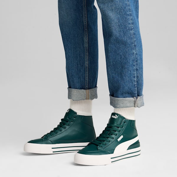 Court Classic Vulc Mid Men's Sneakers, Dark Myrtle-PUMA White, extralarge