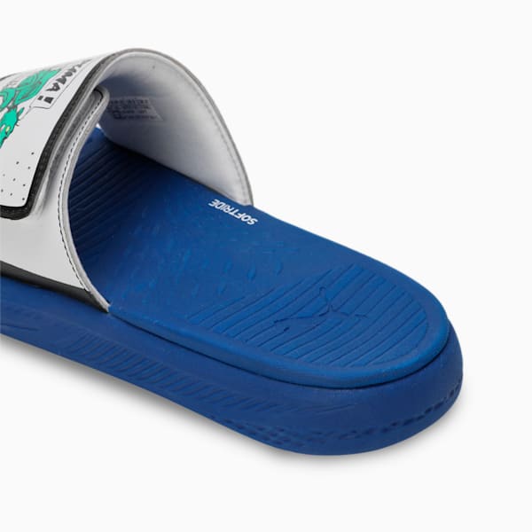 Softride Super Men's Slides, Cobalt Glaze-Silver Mist-Pure Green, extralarge-IND