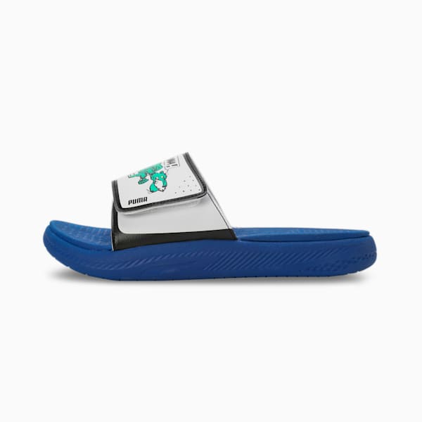 Softride Super Men's Slides, Cobalt Glaze-Silver Mist-Pure Green, extralarge-IND
