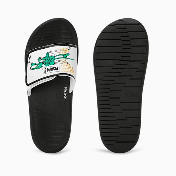 Softride Super Men's Slides, PUMA Black-PUMA White-Pure Green, extralarge-IND