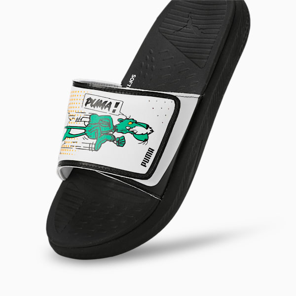Softride Super Men's Slides, PUMA Black-PUMA White-Pure Green, extralarge-IND