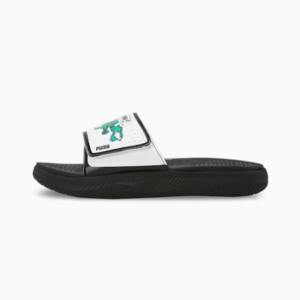 Softride Super Men's Slides, PUMA Black-PUMA White-Pure Green, extralarge-IND