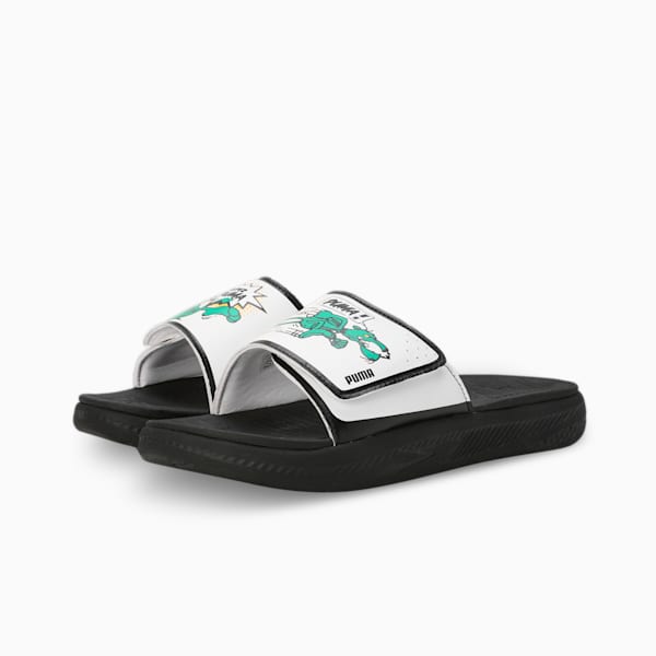 Softride Super Men's Slides, PUMA Black-PUMA White-Pure Green, extralarge-IND