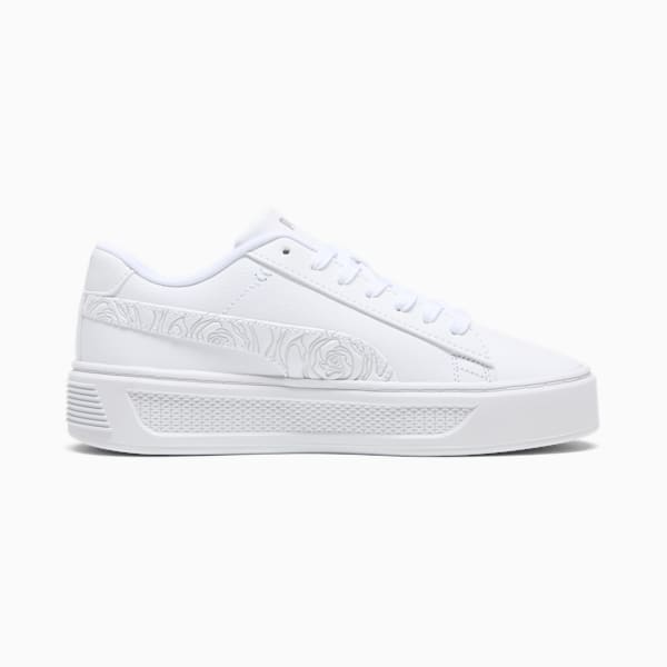 Smash v3 Platform Women's Sneakers, PUMA White-PUMA Silver, extralarge