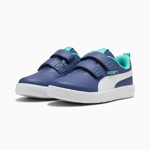 キッズ コートフレックス V3 V スニーカー 17-21cm, Blue Crystal-PUMA White-Aquatic, extralarge-JPN